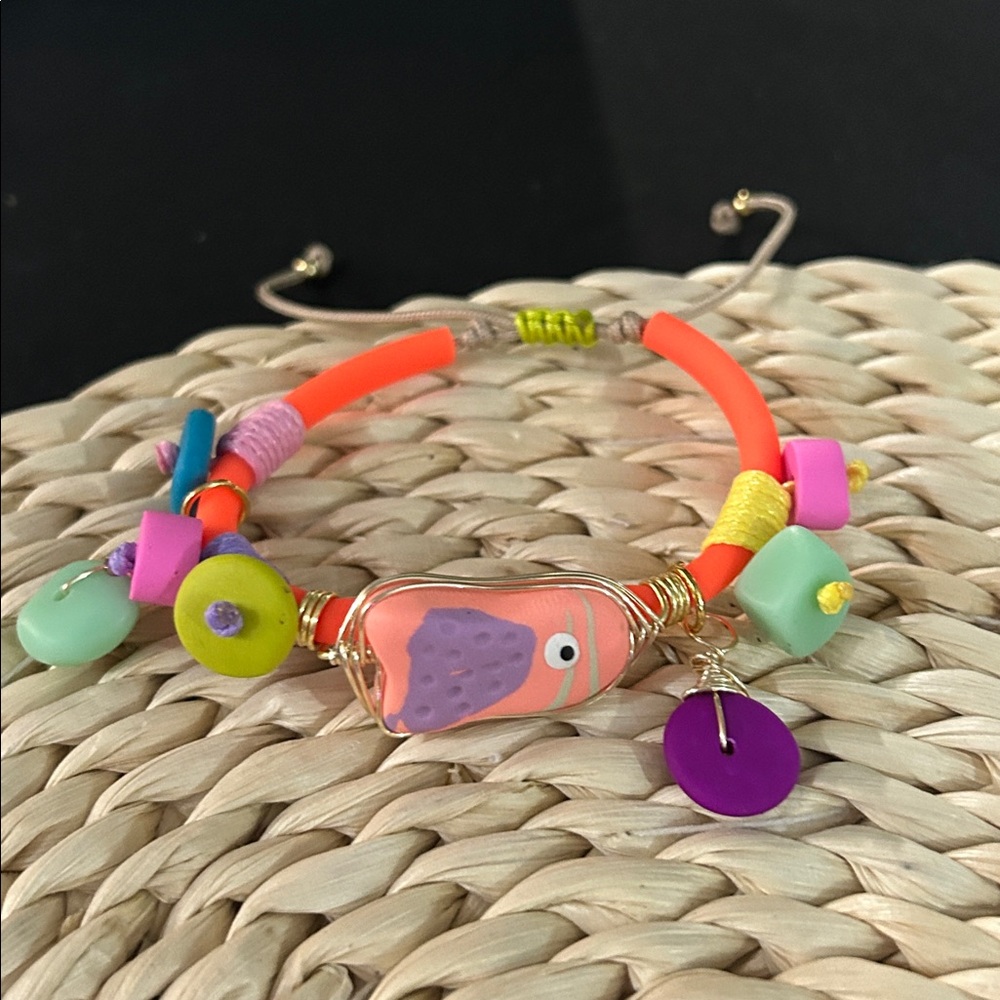 Pink and Yellow Charm Bracelet with Playful Charms
